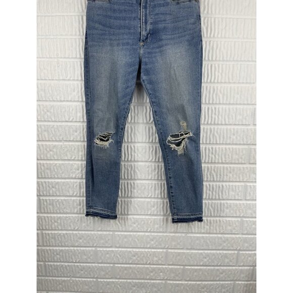 Abercrombie & Fitch Jeans Women 27/4 Short Simone High Rise Ankle Raw Hem Torn - Picture 2 of 8